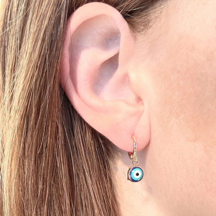 Bliss Crystals Earrings Evil Eye Gold Plated Copper Earrings J744
