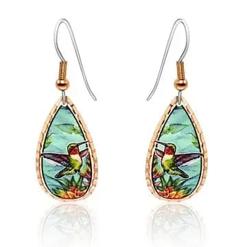Earrings FAIRE Copper Arts Handmade Copper Hummingbird Teardrop Earrings