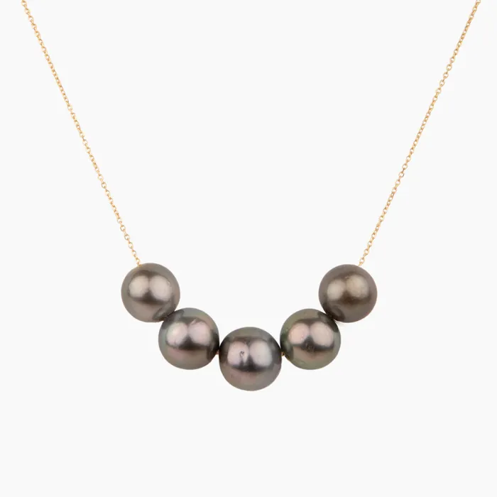 Floating Five Tahitian Pearl Necklace misha hawaii Necklaces