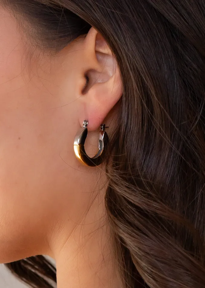 Luxe Gold Silver Chunky Drop Hoop Earrings panacheaccessories Earrings Luxe Gold Silver Chunky Drop Hoop Earrings panacheaccessories Earrings