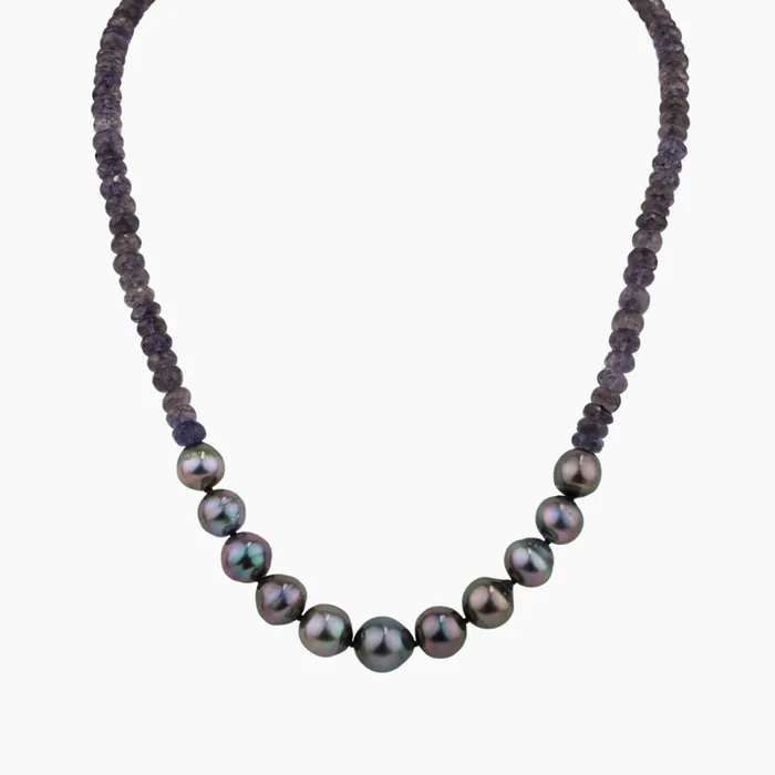 misha hawaii Necklaces Mana Iolite Tahitian Pearl Necklace