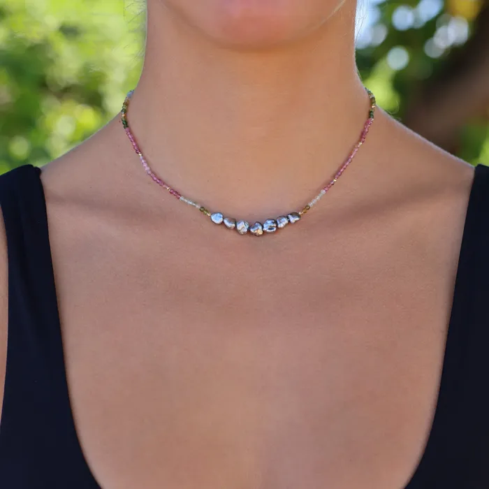 misha hawaii Necklaces Mini Mana Tourmaline Tahitian Keshi Pearl Necklace misha hawaii Necklaces Mini Mana Tourmaline Tahitian Keshi Pearl Necklace