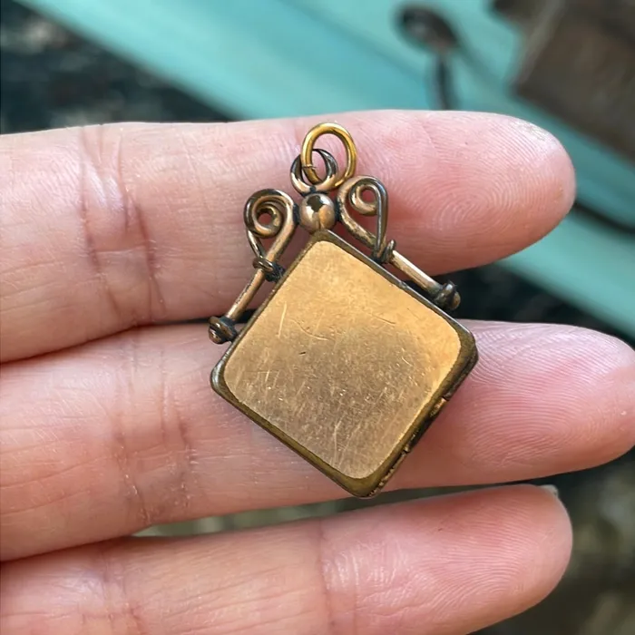 Moon Star Locket Darkened Paste Stones Gold Filled Antique Vintage Paris Jewelry Earrings