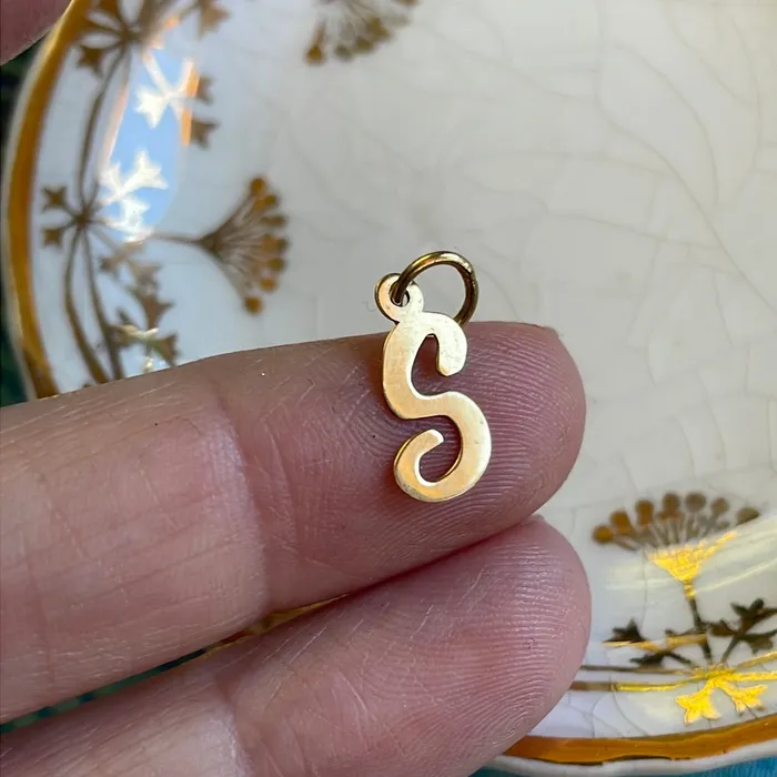 Necklaces Love Vintage Paris S Initial Pendant 14k Gold Vintage