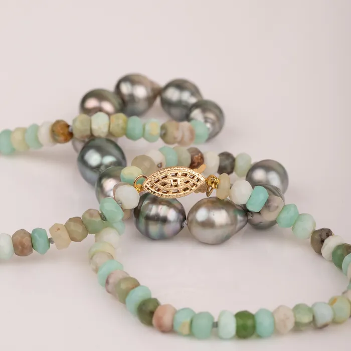 Necklaces Mana Peruvian Opal Tahitian Pearl Necklace misha hawaii Necklaces Mana Peruvian Opal Tahitian Pearl Necklace misha hawaii