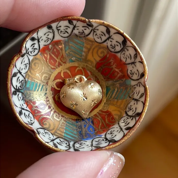 Puffy Starry Heart Pendant 14k Gold Vintage Love Vintage Paris Necklaces