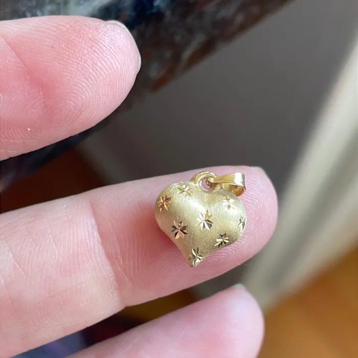 Puffy Starry Heart Pendant 14k Gold Vintage Love Vintage Paris Necklaces Puffy Starry Heart Pendant 14k Gold Vintage Love Vintage Paris Necklaces