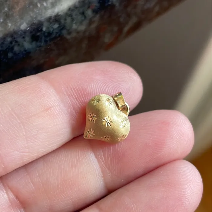 Puffy Starry Heart Pendant 14k Gold Vintage Love Vintage Paris Necklaces Puffy Starry Heart Pendant 14k Gold Vintage Love Vintage Paris Necklaces