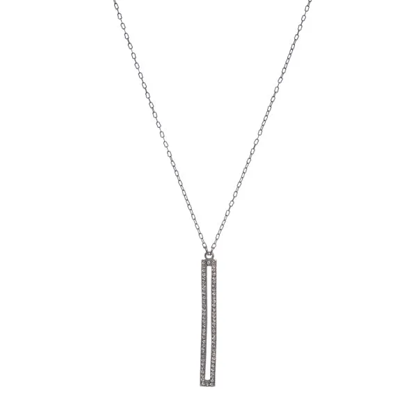 Rebel Designs Inc Necklaces Skinny Crystal Rectangle Necklace
