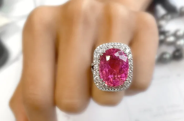 Ring 18kt Gold Center Rubellite 90 Diamonds Albert Hern Rings Ring 18kt Gold Center Rubellite 90 Diamonds Albert Hern Rings