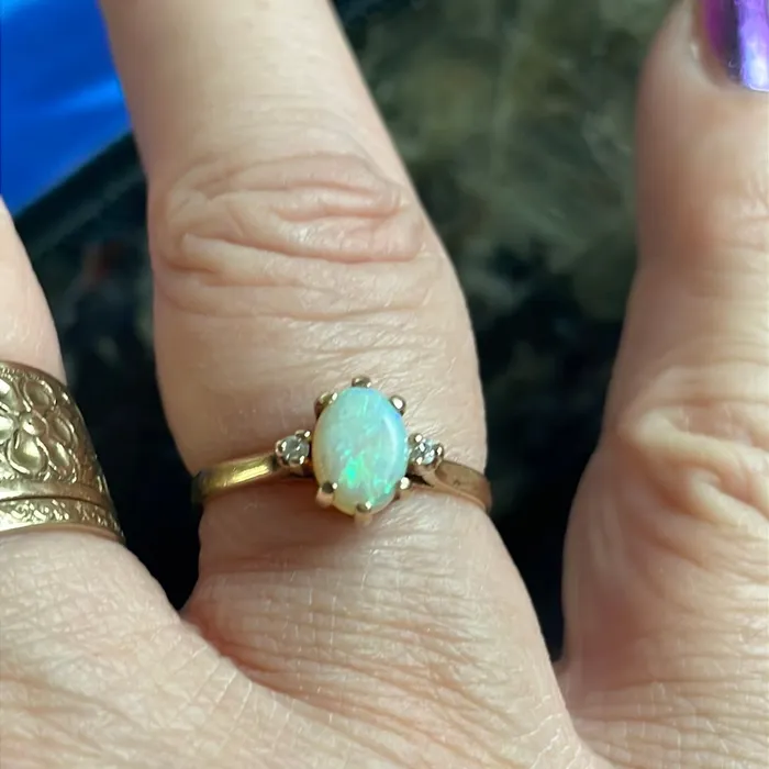Vintage Paris Jewelry Rings Opal Diamond Ring 10k Gold Vintage Vintage Paris Jewelry Rings Opal Diamond Ring 10k Gold Vintage