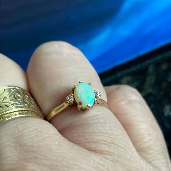 Vintage Paris Jewelry Rings Opal Diamond Ring 10k Gold Vintage Vintage Paris Jewelry Rings Opal Diamond Ring 10k Gold Vintage
