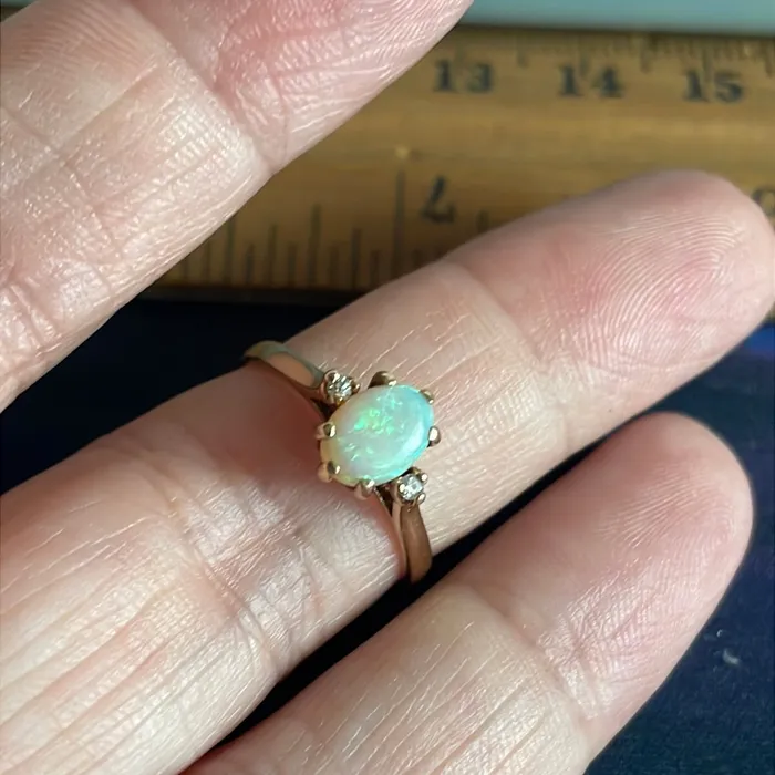 Vintage Paris Jewelry Rings Opal Diamond Ring 10k Gold Vintage Vintage Paris Jewelry Rings Opal Diamond Ring 10k Gold Vintage