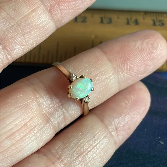 Vintage Paris Jewelry Rings Opal Diamond Ring 10k Gold Vintage Vintage Paris Jewelry Rings Opal Diamond Ring 10k Gold Vintage