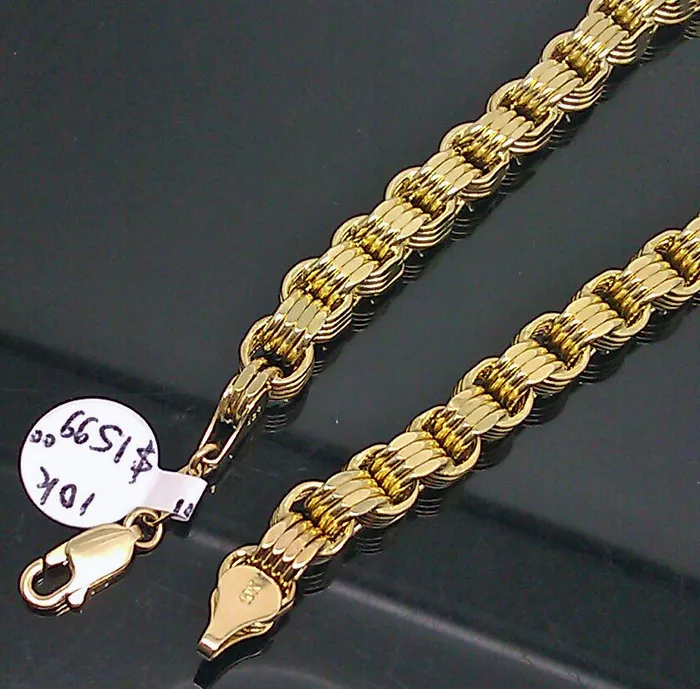 10K Yellow Gold Byzantine Box Link Bracelet 9 Long 65mm Gold and Diamond Bracelets