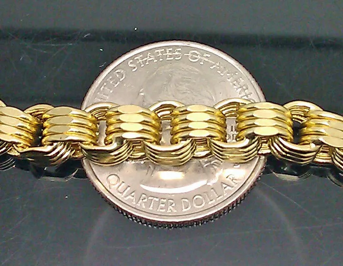 10K Yellow Gold Byzantine Box Link Bracelet 9 Long 65mm Gold and Diamond Bracelets