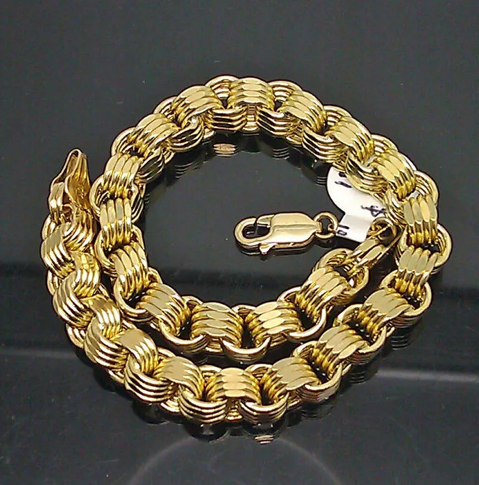 10K Yellow Gold Byzantine Box Link Bracelet 9 Long 65mm Gold and Diamond Bracelets