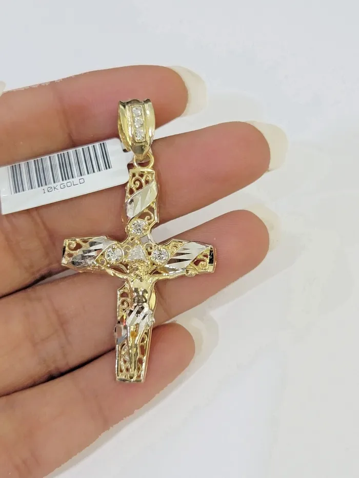 10k Yellow Gold Jesus Cross Spiral Charm pendant Diamond Cut Crucifix Globalwatches10 Necklaces 10k Yellow Gold Jesus Cross Spiral Charm pendant Diamond Cut Crucifix Globalwatches10 Necklaces