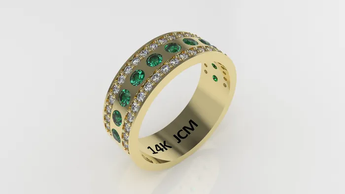 14K Gold Ring with 53 STONES Stt Prong and Bezel Cut Chanel For Men Jcm 21 jewelry Rings