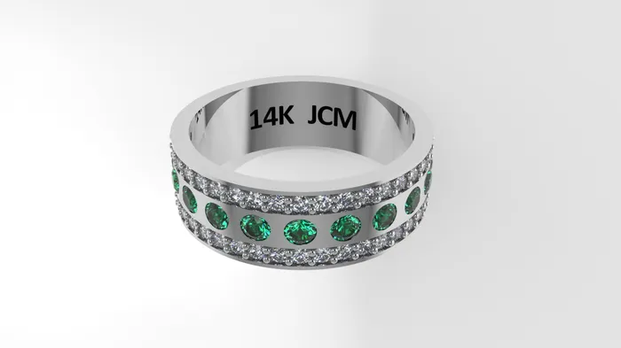 14K Gold Ring with 53 STONES Stt Prong and Bezel Cut Chanel For Men Jcm 21 jewelry Rings