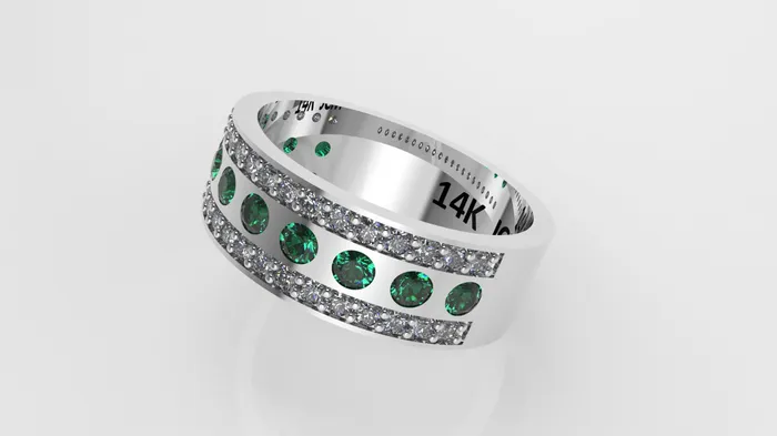 14K Gold Ring with 53 STONES Stt Prong and Bezel Cut Chanel For Men Jcm 21 jewelry Rings