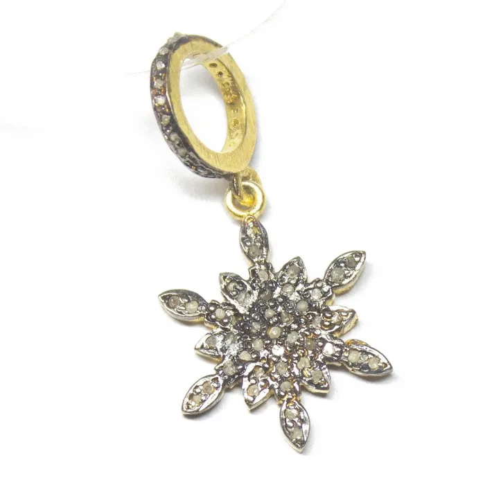 1pc Snowflake Pave Diamond 925 Sterling Silver Gold Vermeil Charm Pendant 28mm x 14mm Beads Supplies USA Necklaces 1pc Snowflake Pave Diamond 925 Sterling Silver Gold Vermeil Charm Pendant 28mm x 14mm Beads Supplies USA Necklaces