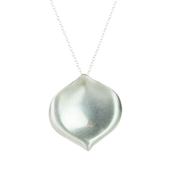 Annette Ferdinandsen Large Sterling Silver Rose Petal Pendant Necklace Necklaces