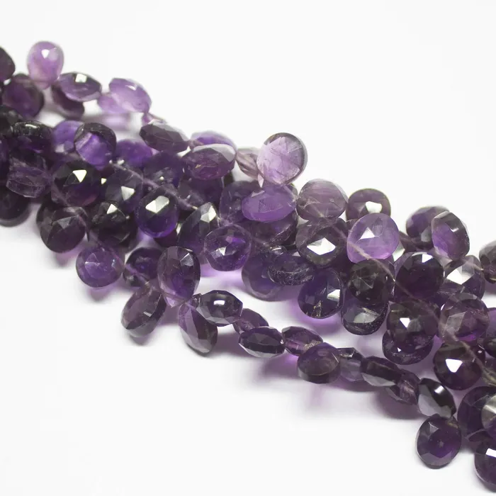 Beads Supplies USA Earrings Natural Purple Amethyst Faceted Pear Drop Beads 8mm 12mm 8inches
