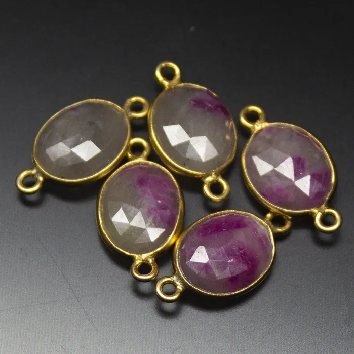 Beads Supplies USA Necklaces 925 Sterling Silver Bi Pink Sapphire Rosecut Oval Shape Connector 2 Piece of 17mm Approx Jewelry Finding Sapphire Connector Beads Supplies USA Necklaces 925 Sterling Silver Bi Pink Sapphire Rosecut Oval Shape Connector 2 Piece of 17mm Approx Jewelry Finding Sapphire Connector