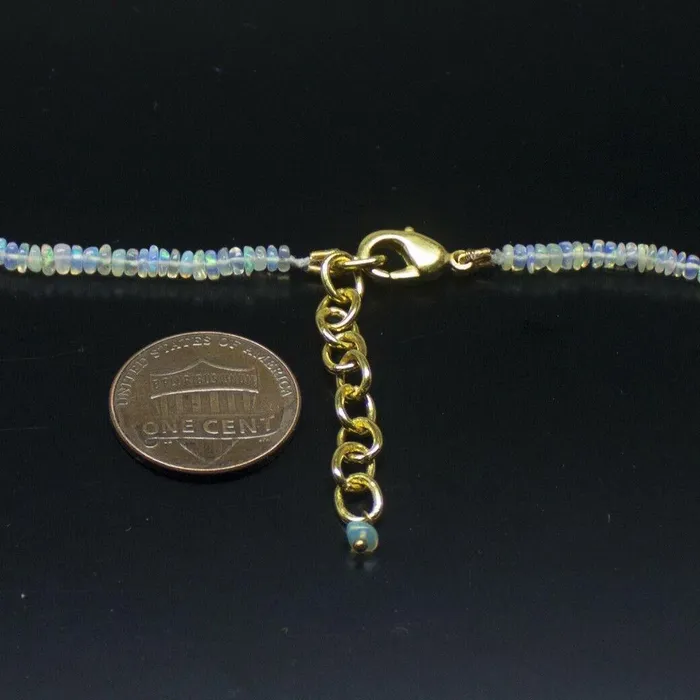 Beads Supplies USA Necklaces Ethiopian Opal Smooth Rondelle Beads Gold Vermeil Necklace 18 3mm 4mm