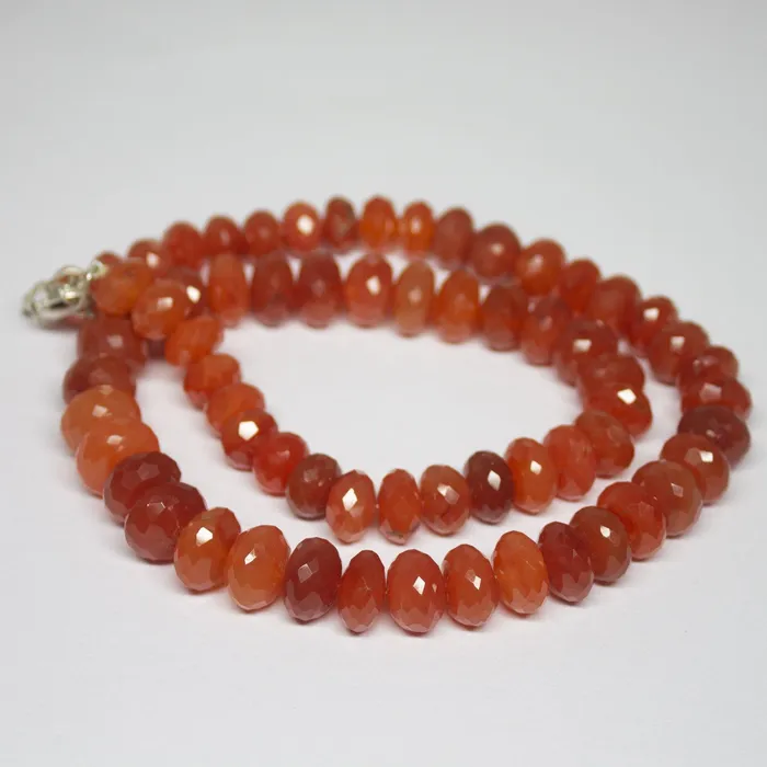 Beads Supplies USA Necklaces Natural Orange Carnelian Faceted Rondelle Beads Necklace 10mm 13mm 20inches Beads Supplies USA Necklaces Natural Orange Carnelian Faceted Rondelle Beads Necklace 10mm 13mm 20inches
