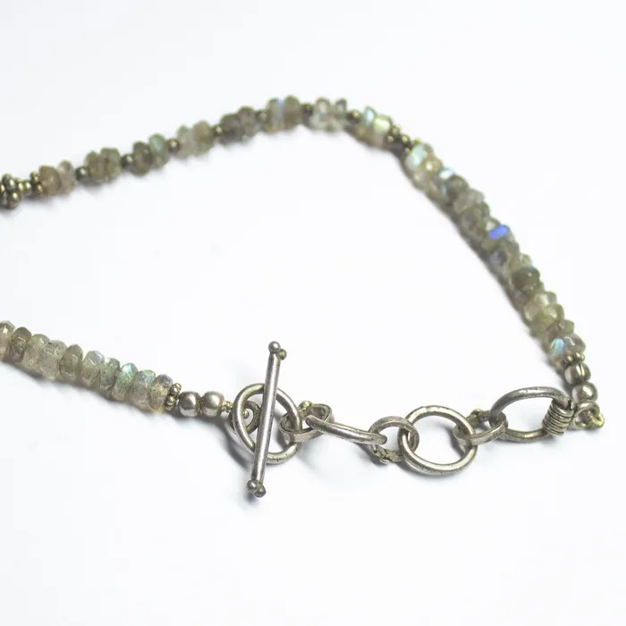 Beads Supplies USA Read to wear 18 inches 514mm Natural Labradorite 925 Sterling Silver Gemstone Beaded Necklace Necklaces
