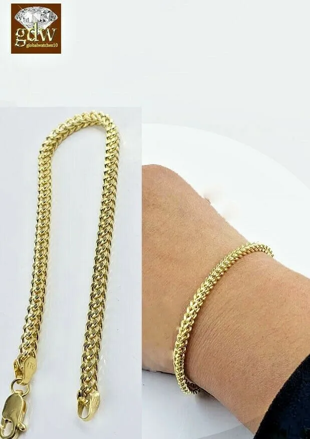 Bracelets globalwatches10 10k Yellow Gold Franco Bracelet 4mm 75 Inch Men Women Rope Cuban Link Bracelets globalwatches10 10k Yellow Gold Franco Bracelet 4mm 75 Inch Men Women Rope Cuban Link