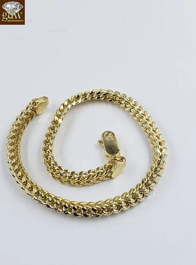 Bracelets globalwatches10 10k Yellow Gold Franco Bracelet 4mm 75 Inch Men Women Rope Cuban Link