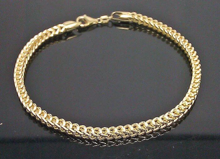 Bracelets globalwatches10 10k Yellow Gold Franco Bracelet 4mm 75 Inch Men Women Rope Cuban Link