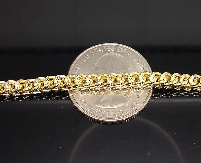 Bracelets globalwatches10 10k Yellow Gold Franco Bracelet 4mm 75 Inch Men Women Rope Cuban Link