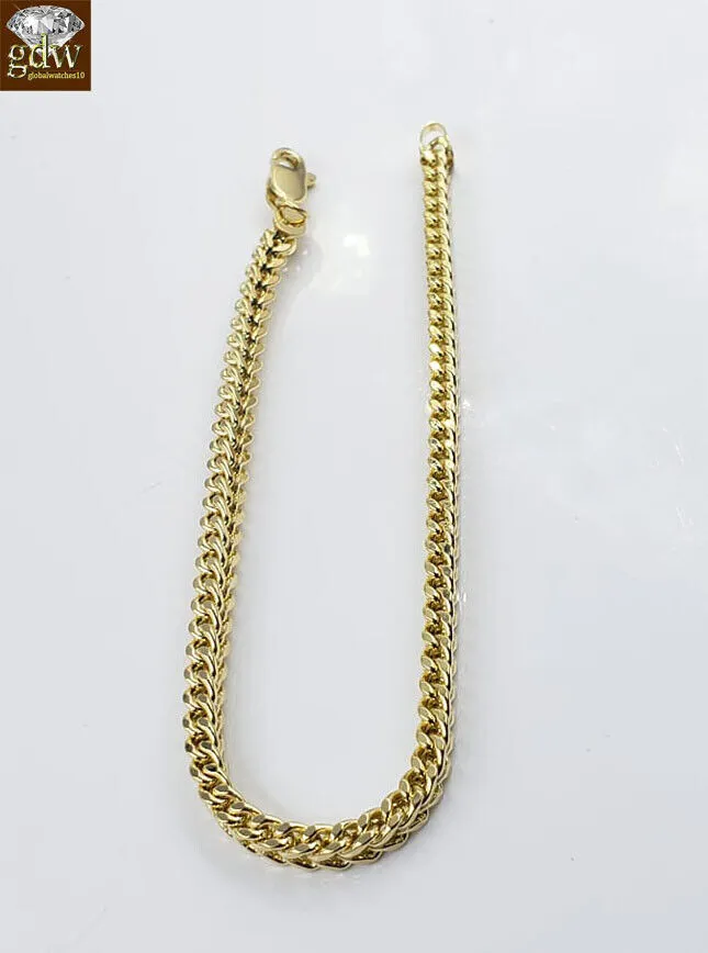 Bracelets globalwatches10 10k Yellow Gold Franco Bracelet 4mm 75 Inch Men Women Rope Cuban Link