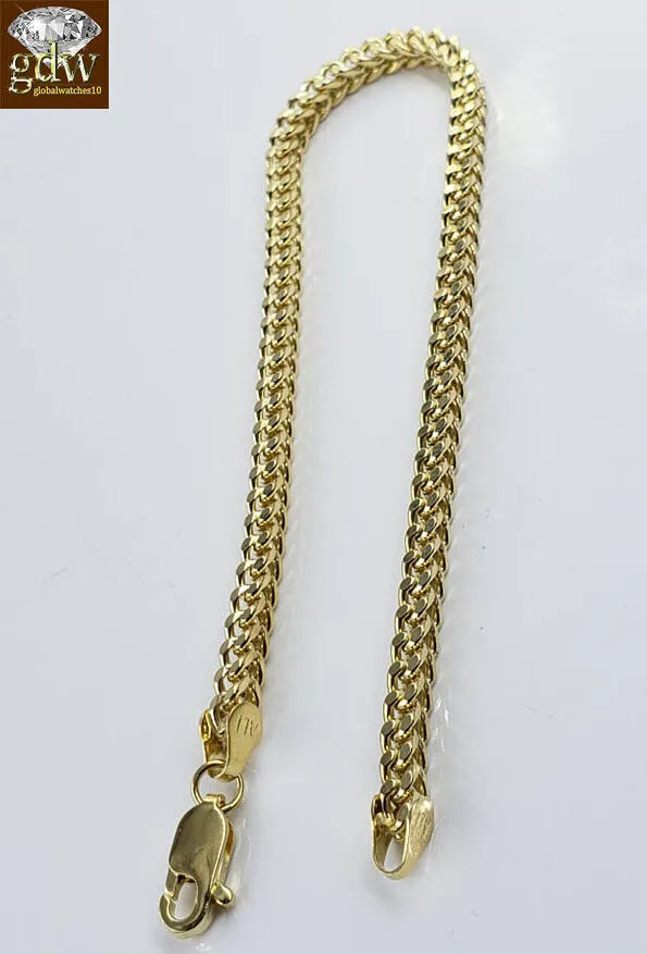 Bracelets globalwatches10 10k Yellow Gold Franco Bracelet 4mm 75 Inch Men Women Rope Cuban Link