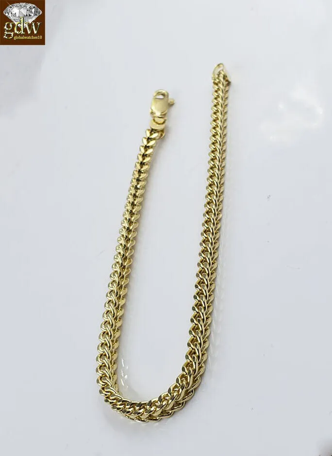 Bracelets globalwatches10 10k Yellow Gold Franco Bracelet 4mm 75 Inch Men Women Rope Cuban Link