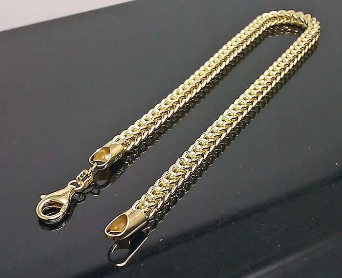 Bracelets globalwatches10 10k Yellow Gold Franco Bracelet 4mm 75 Inch Men Women Rope Cuban Link