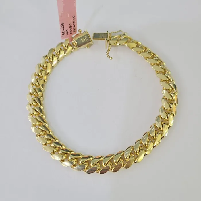 Bracelets globalwatches10 14K Solid Miami Cuban Bracelet Yellow Gold Box Clasp 8 Inch 8mm Link Bracelets globalwatches10 14K Solid Miami Cuban Bracelet Yellow Gold Box Clasp 8 Inch 8mm Link