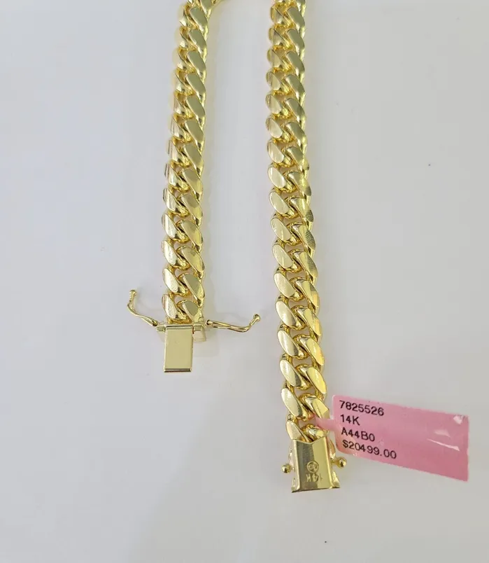 Bracelets globalwatches10 14K Solid Miami Cuban Bracelet Yellow Gold Box Clasp 8 Inch 8mm Link
