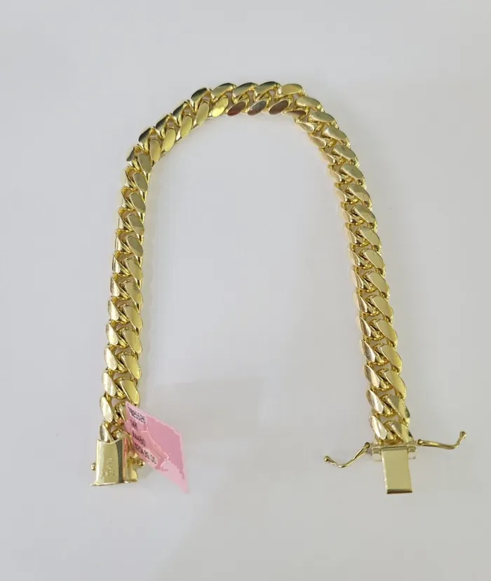 Bracelets globalwatches10 14K Solid Miami Cuban Bracelet Yellow Gold Box Clasp 8 Inch 8mm Link