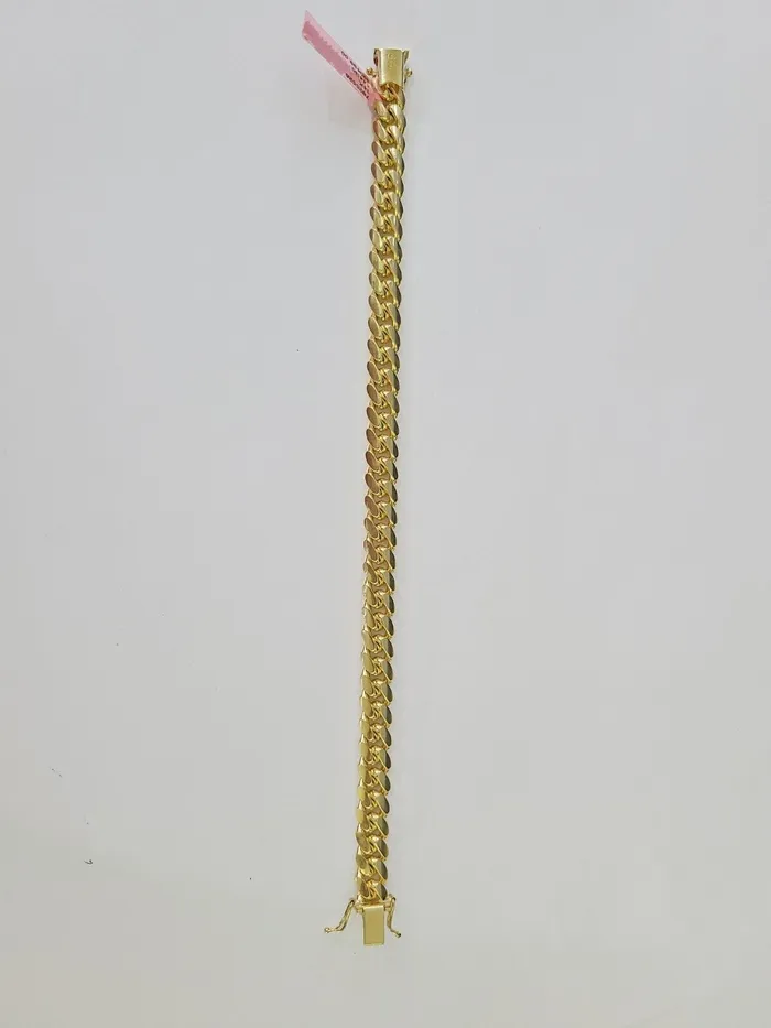 Bracelets globalwatches10 14K Solid Miami Cuban Bracelet Yellow Gold Box Clasp 8 Inch 8mm Link