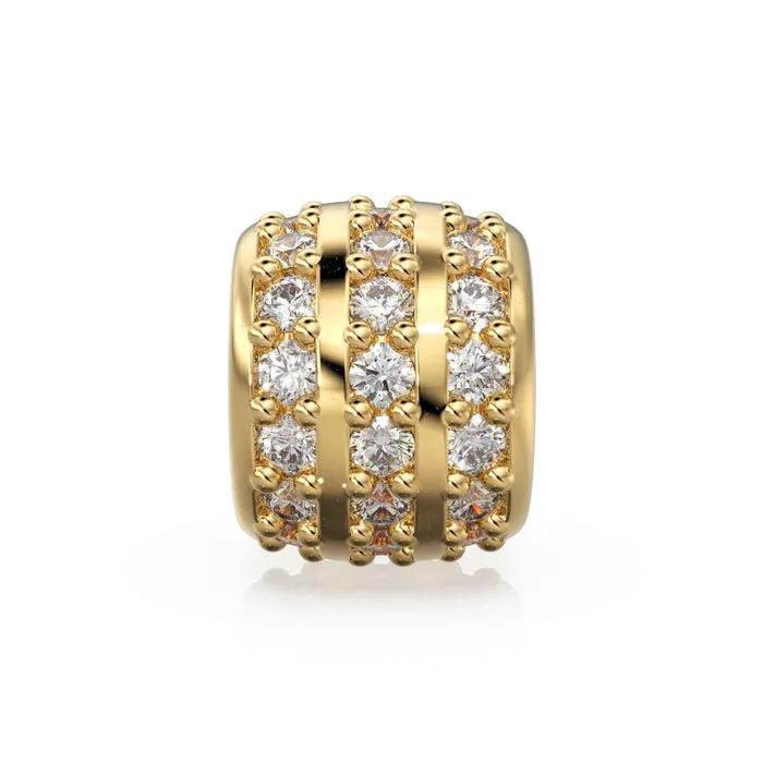 Bracelets Jalvi Co 3 row Diamond 18k Solid Gold Large Hole Beads Jewelry Making Findings for Necklace or Charm Bracelet Bracelets Jalvi Co 3 row Diamond 18k Solid Gold Large Hole Beads Jewelry Making Findings for Necklace or Charm Bracelet