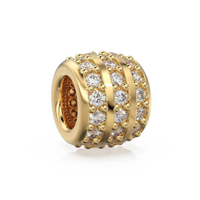 Bracelets Jalvi Co 3 row Diamond 18k Solid Gold Large Hole Beads Jewelry Making Findings for Necklace or Charm Bracelet Bracelets Jalvi Co 3 row Diamond 18k Solid Gold Large Hole Beads Jewelry Making Findings for Necklace or Charm Bracelet