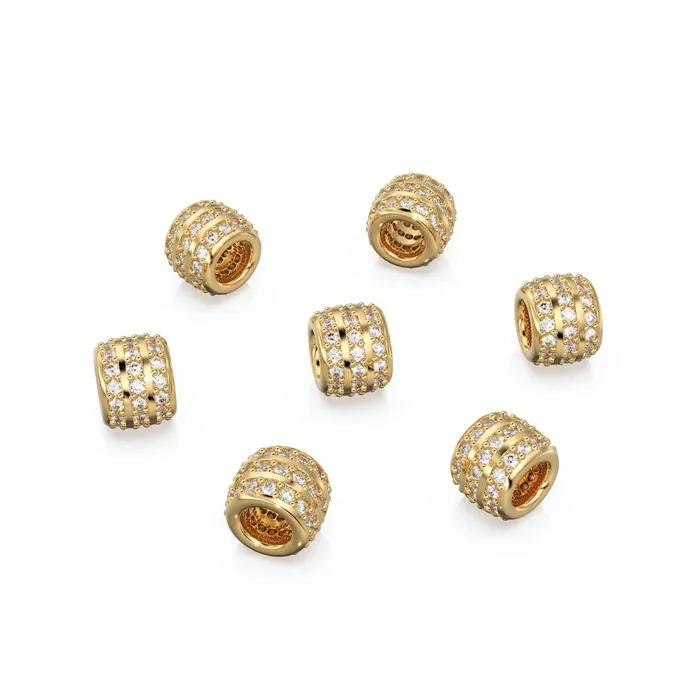 Bracelets Jalvi Co 3 row Diamond 18k Solid Gold Large Hole Beads Jewelry Making Findings for Necklace or Charm Bracelet Bracelets Jalvi Co 3 row Diamond 18k Solid Gold Large Hole Beads Jewelry Making Findings for Necklace or Charm Bracelet