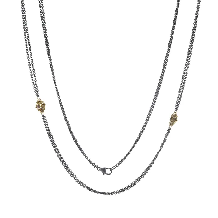 Champagne Diamond Textile Station Necklace Amali Necklaces