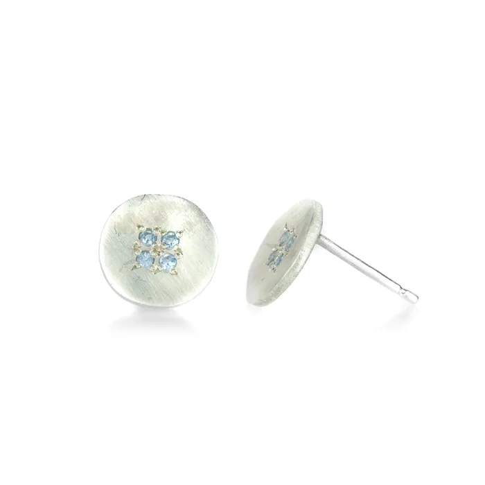 Charm Necklaces Adel Chefridi Four Star Wave Charm Aquamarine Studs