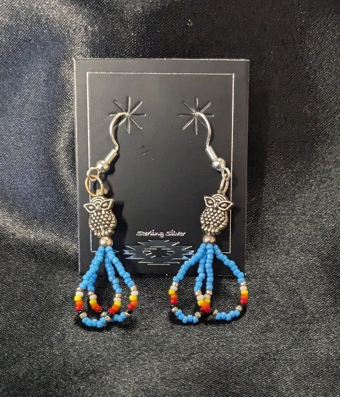 Chris Crosbys Purple Coyote Earrings Small Dangle Beaded Earring